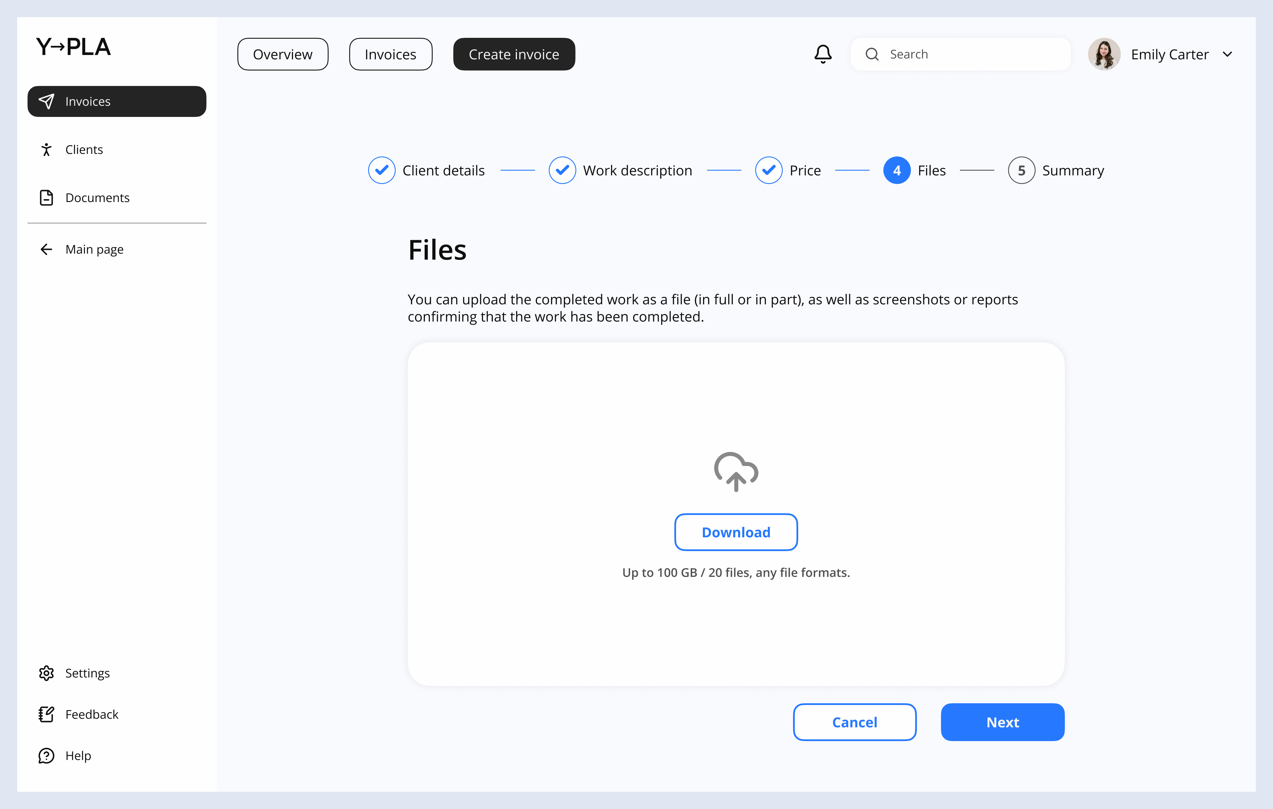 Invoice creation screen 6
